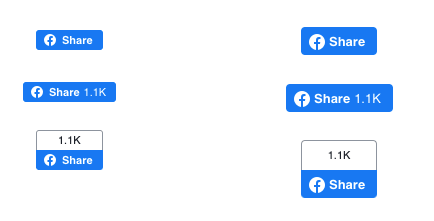 Facebook share buttons small and large