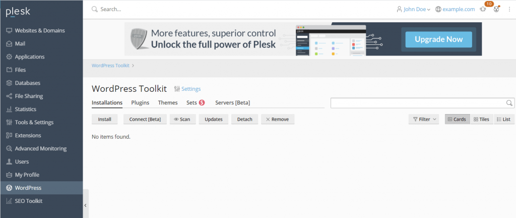 install wordpress on plesk